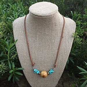 Vegan suede & turquoise boho necklace/bracelet